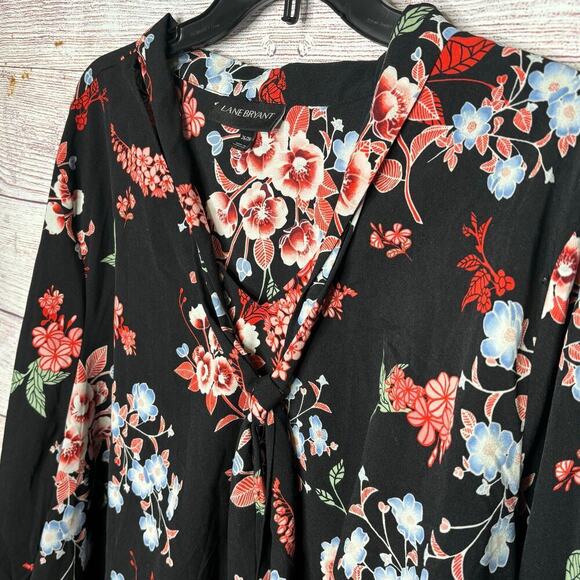 Lane Bryant Long Sleeve Flowy Multicolored Floral Blouse Top Size 26/28 Plus - Picture 7 of 11